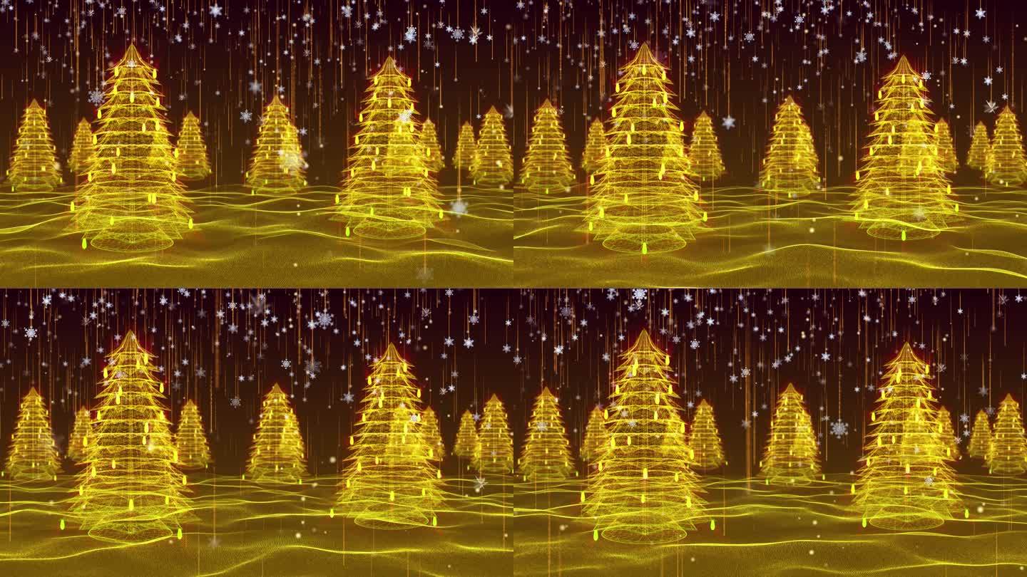 4K 平安夜粒子圣诞树林穿梭背景
