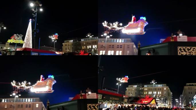 新年国外圣诞节 街道人群