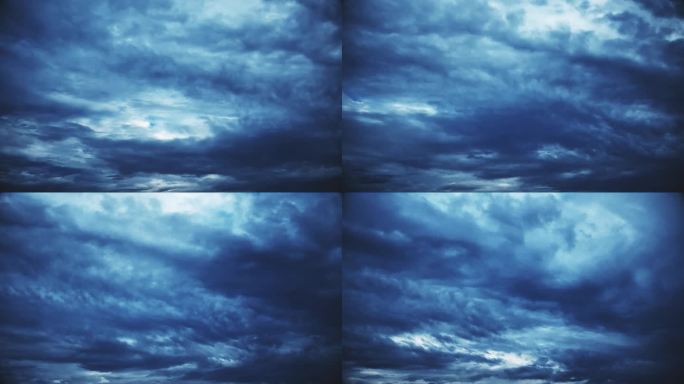 【HD天空】暗蓝云层大雨将至乌云阴郁氛围