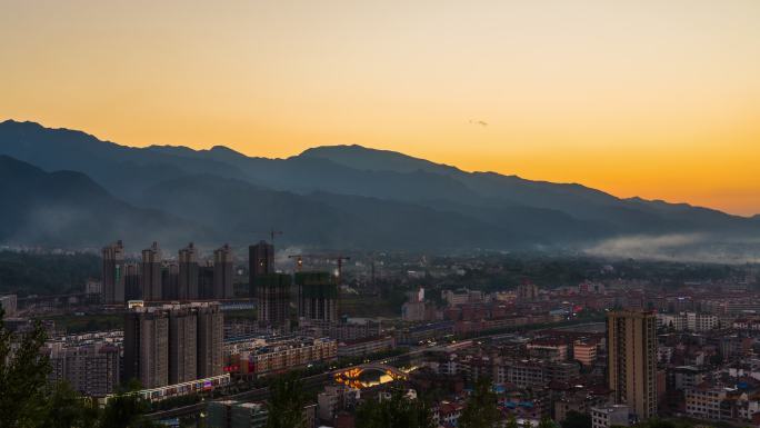 陕西安康市汉阴县夜景 延时摄影