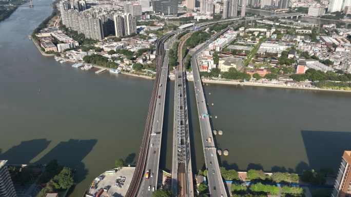 广州滘口珠江大桥坦尾全貌