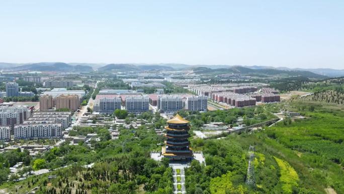 县城 平阴 山丘 风景 黄河楼