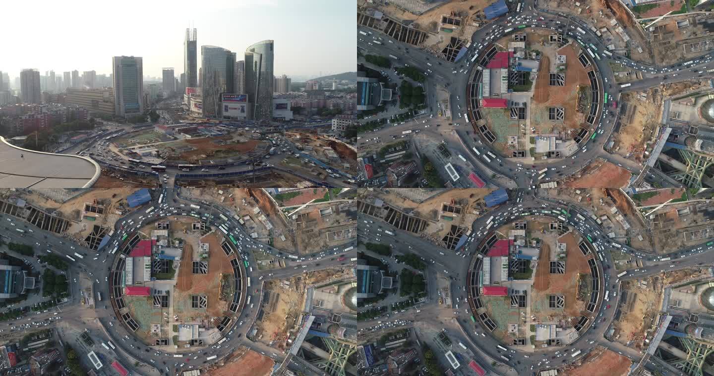 武汉建设光谷广场地标光谷星河建设过程4K