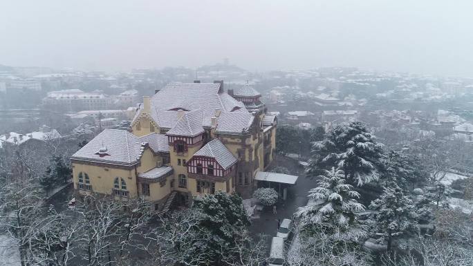 青岛雪景航拍