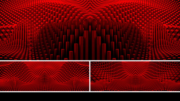 【宽屏时尚背景】创意红黑方体几何起伏矩阵