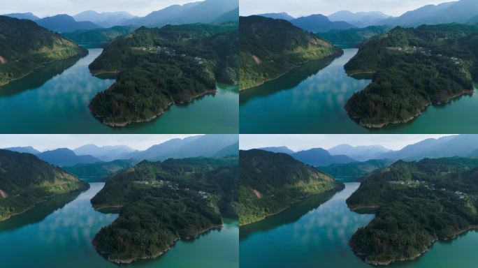 航拍四川瓦屋山景区雅女湖美丽风景