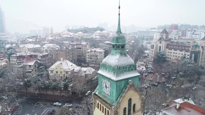 青岛雪景航拍