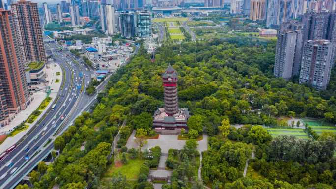 九天楼_日_后移航拍延时