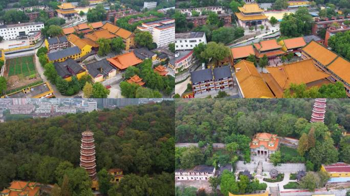 航拍武汉地标建筑宝通寺