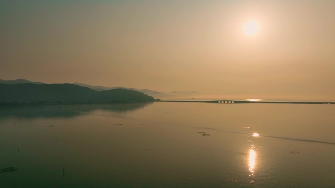 苏州 太湖 黄昏 航拍