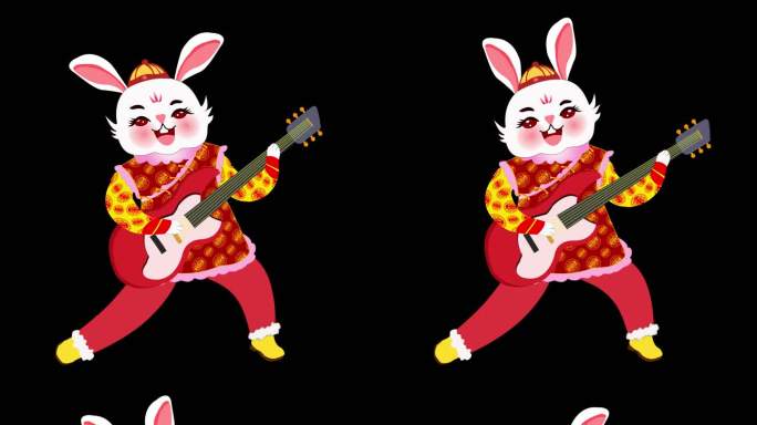2023新年吉他卡通兔子圆号通道元素