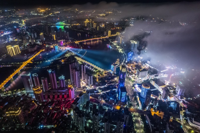 南宁城市旅游夜景航拍延时4k-15