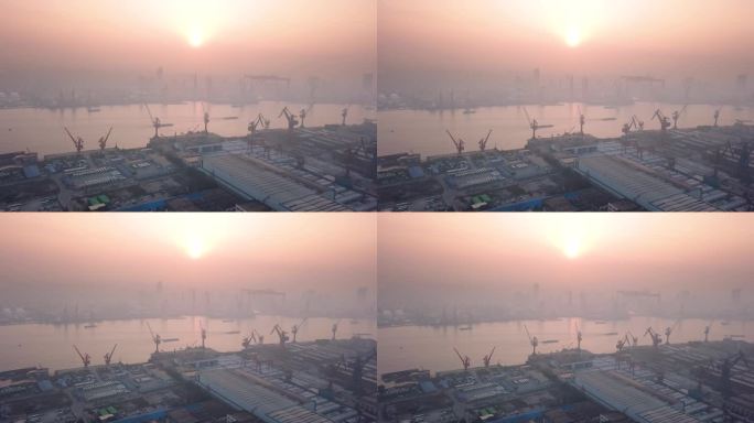 上海日出航拍4k视频