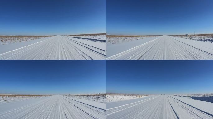 雪后荒漠公路行车记录
