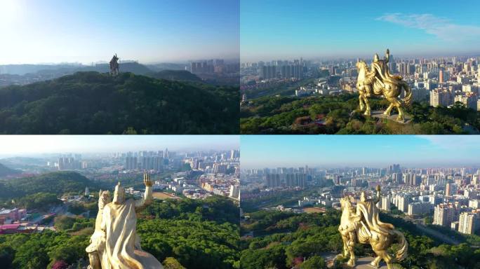 泉州郑成功公园雕像4K航拍