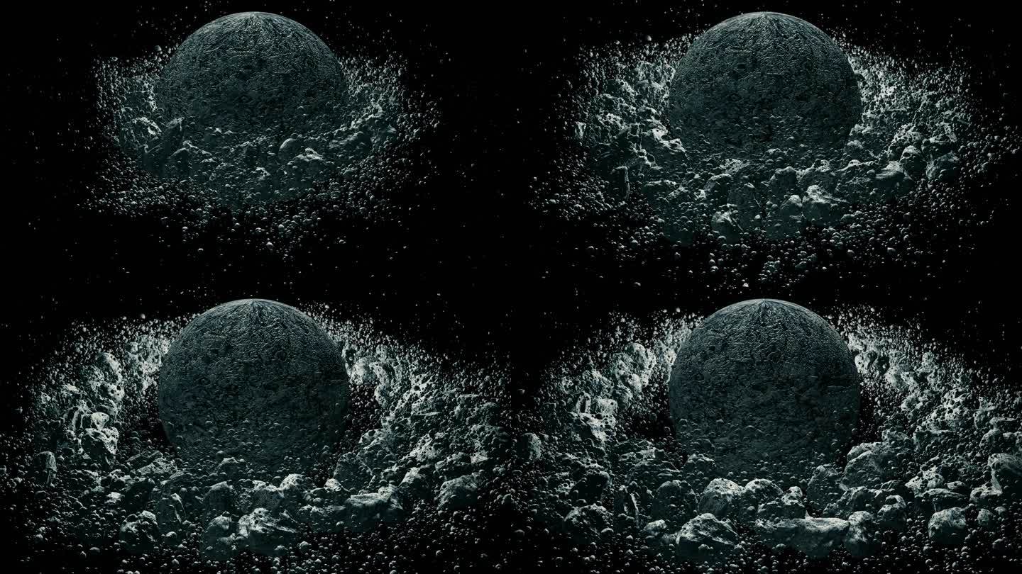 黑暗星球宇宙爆炸陨石坠落冲屏三维动画素材