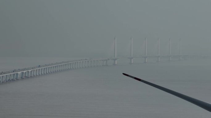 【4k】海宁尖山大风车嘉绍大桥航拍