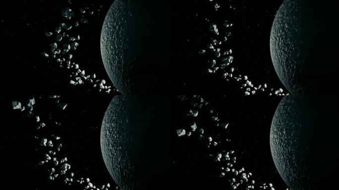 黑暗星球陨石飞落环绕三维动画视频素材