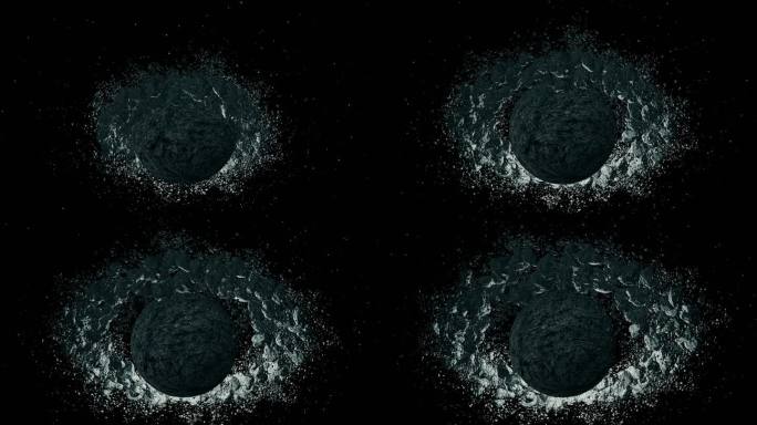 黑暗星球宇宙陨石环绕运动三维动画视频素材