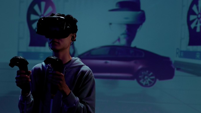 【4K】男子VR体验VR虚拟现实VR游戏
