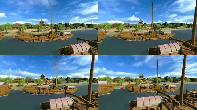 古代京杭大运河3D三维模拟动画A005