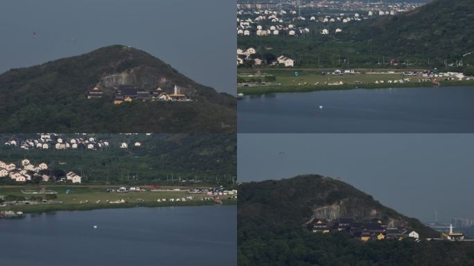 【4k】海宁尖山滑翔伞基地观音寺航拍