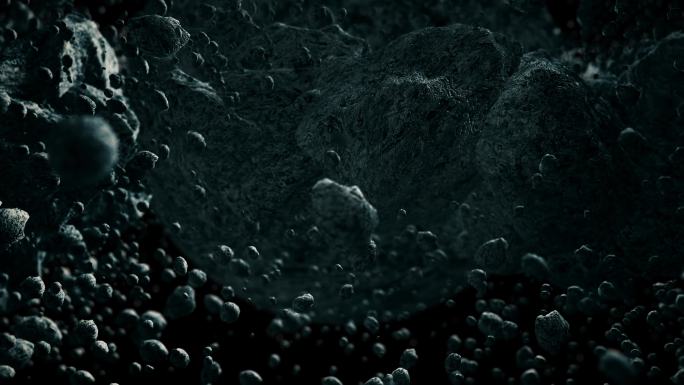神秘黑暗星球陨石坠落飘动三维动画视频素材