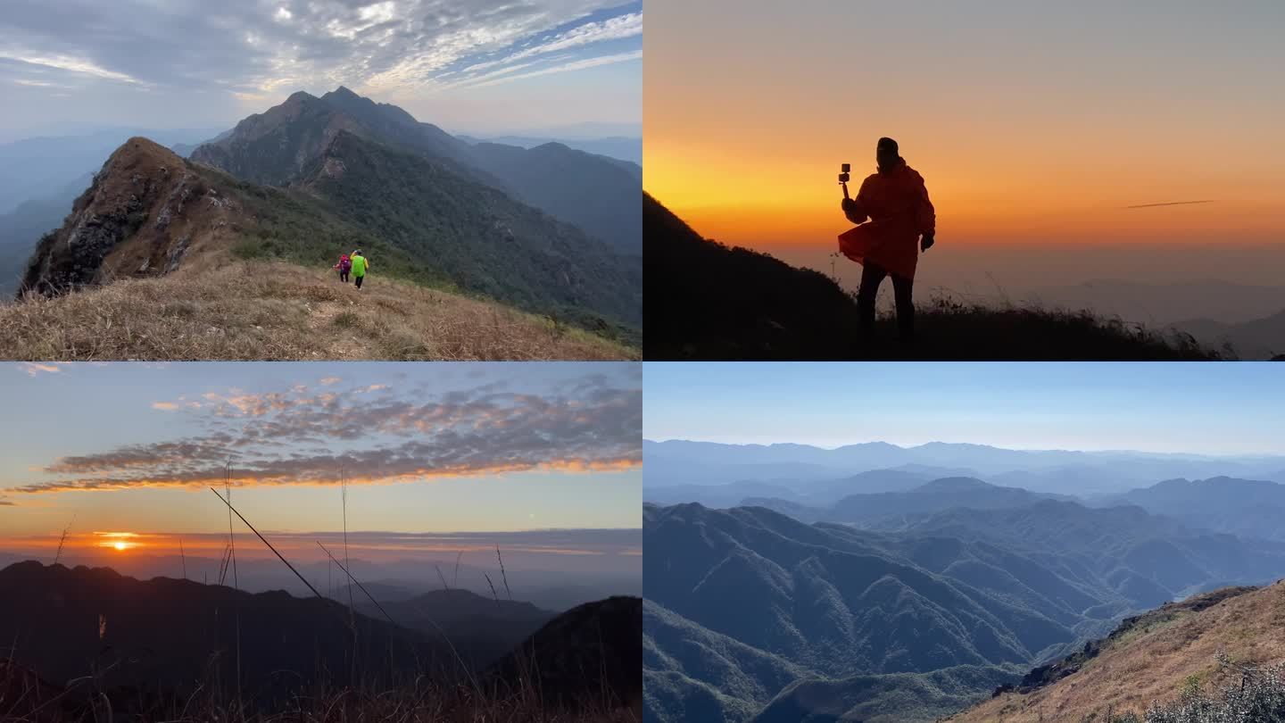 背包客登上山顶看日出日落感受大自然的魅力