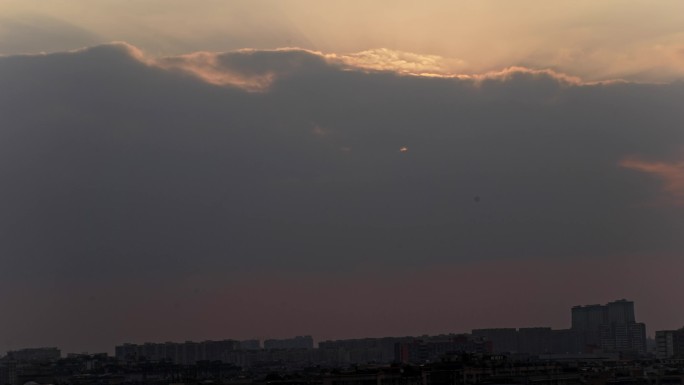 日落延时落山夕阳