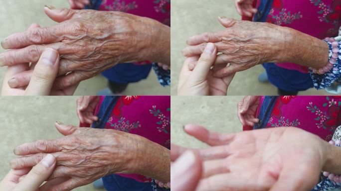 农村80岁以上老人的手