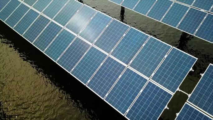 光伏发电板航拍环保可再生能源生态A021