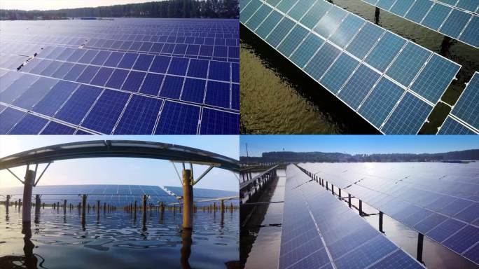 光伏发电板航拍环保可再生能源生态A021
