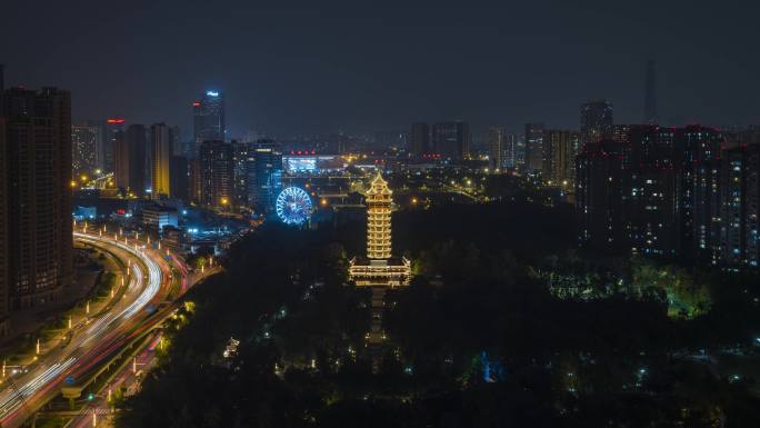 九天楼夜景固定延时