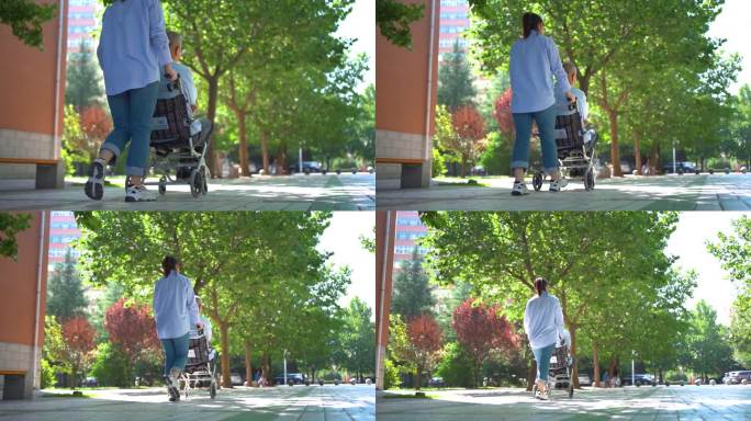 推轮椅老人残疾人