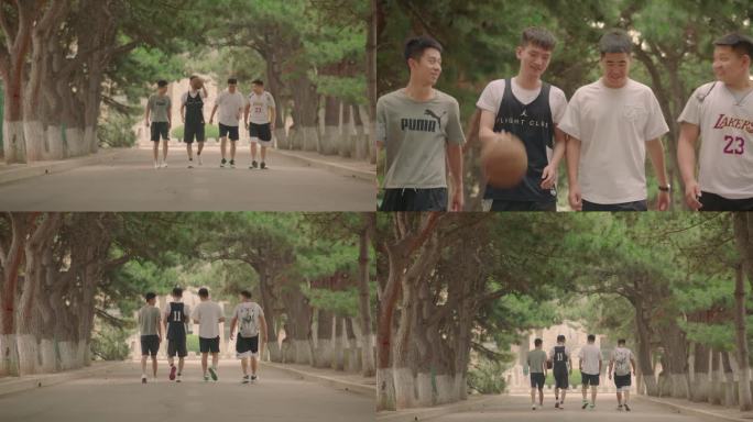 【4K】男生打篮球路上兄弟室友大学毕业季