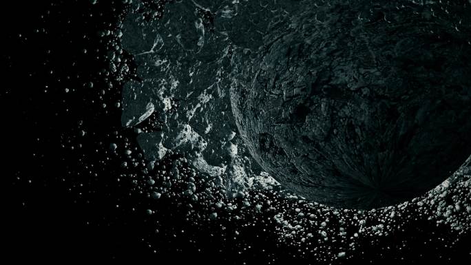黑暗星球爆炸陨石坠落冲屏环绕三维动画素材