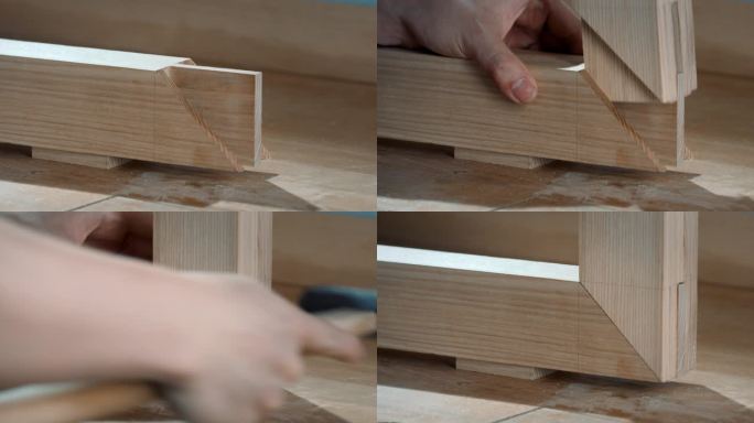 精细木工-构件组装特写镜头