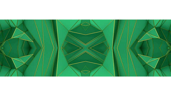 【宽屏时尚背景】创意绿色立体金边机械几何