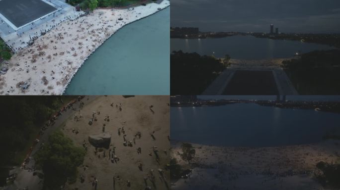 【4k】航拍海宁鹃湖沙滩公园