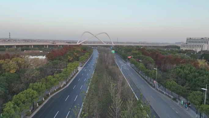 4K原素材-上海临港大道、两港大道跨线桥