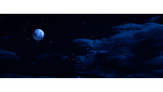 【宽屏天空】夜空中秋满月月夜星光蓝色夜空