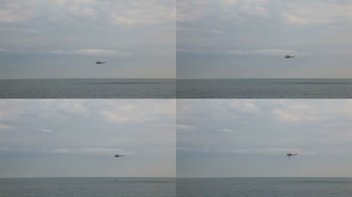 海上盘旋的救援直升机