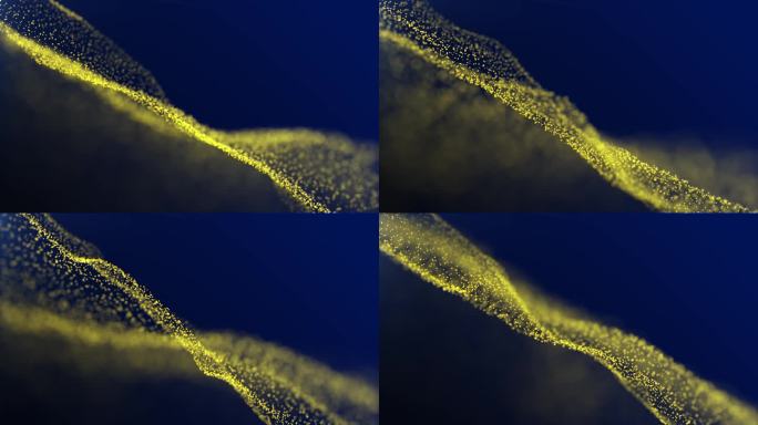 4K分辨率粒子在蓝色背景下波动，非常平滑，有阳光照射