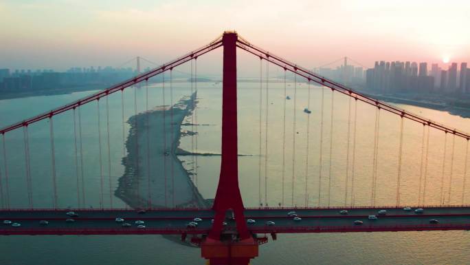 4K大气壮观鹦鹉洲长江大桥电影画质