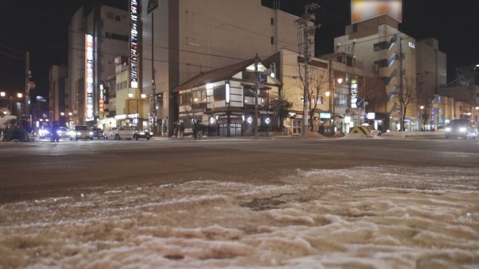 日本北海道札幌冬季十字路口