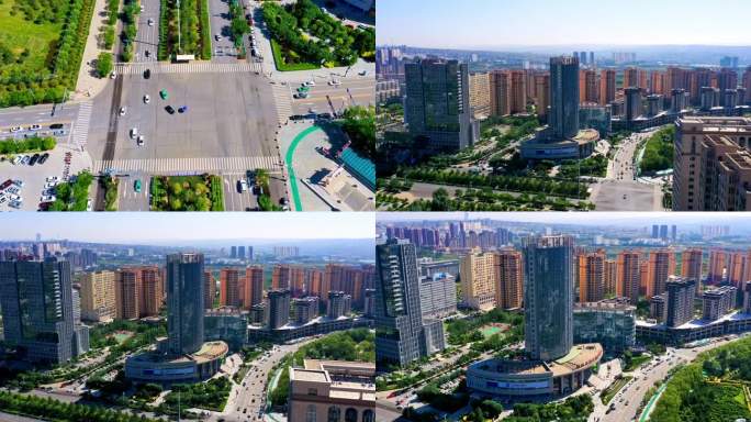 陕西省榆林市榆阳区高新区创业大厦航拍延时