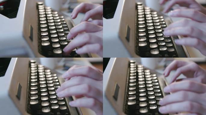 用老式打字机手写。旧打字机的金属部件。宏观摄影