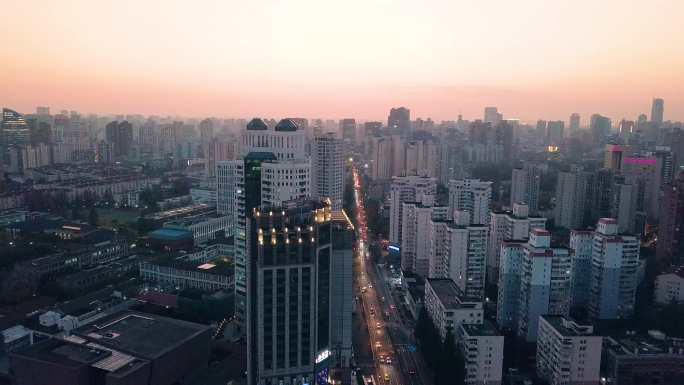 上海徐汇区街景航拍环绕运镜