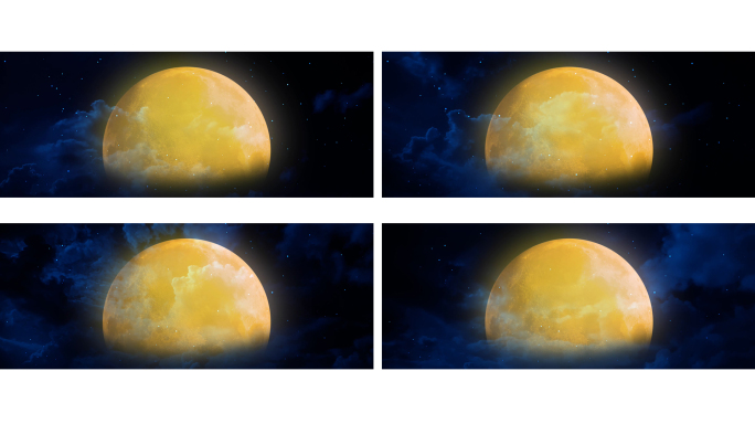 【宽屏天空】夜空金月星光中秋佳节团圆月亮