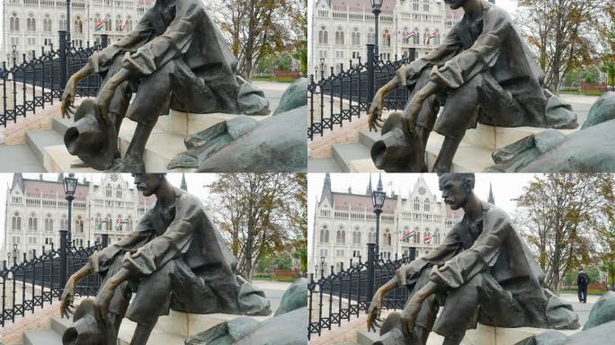 布达佩斯匈牙利议会大厦的阿提拉·若泽夫铜像